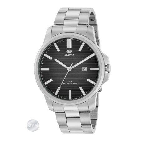 Reloj Marea Plateado y Negro Analógico Hombre B36213/1