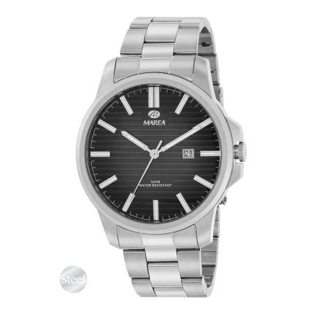 Reloj Marea Plateado y Negro Analógico Hombre B36213/1