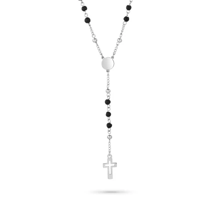Collar Radiant Iconclast Hombre Cruz Acero y Piedras Negras RH000327