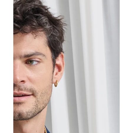 Pendiente Individual Radiant Curly Aro Acero Dorado Hombre RH000392