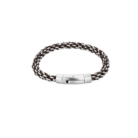 Pulsera Radiant Ulise Acero Plateado y Piel Marrón Hombre RH000315