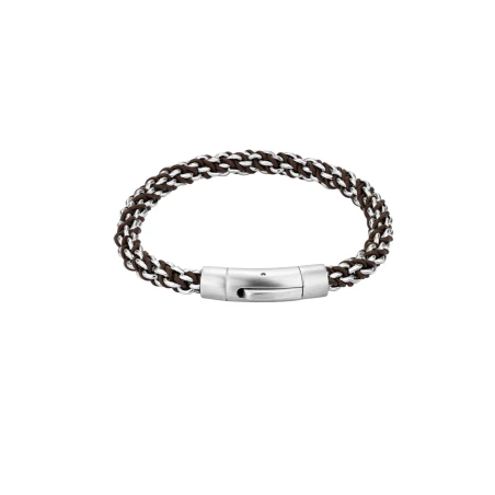 Pulsera Radiant Ulise Acero Plateado y Piel Marrón Hombre RH000315