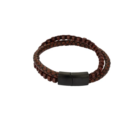 Pulsera Radiant Sierrea Beads Acero Negro y Piel Marrón Hombre RH000318