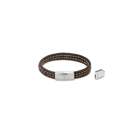 Pulsera Radiant Boheme Piel Marrón y Acero Hombre RH000367