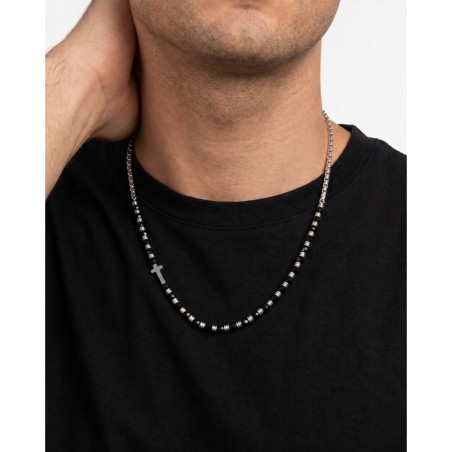 Collar Radiant S-Tyle Acero y Piedras Negras Hombre RH000380
