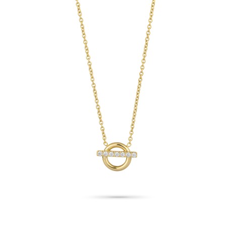 Collar Radiant Frost Acero Dorado Círculo y Circonitas Mujer RY000432