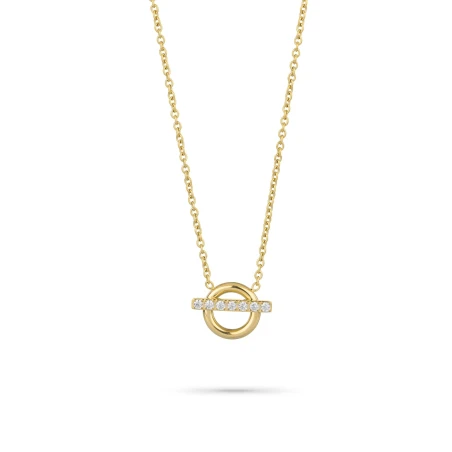 Collar Radiant Frost Acero Dorado Círculo y Circonitas Mujer RY000432