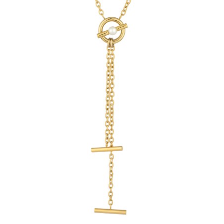 Collar Radiant Acero Dorado y Perla Mujer RY000480