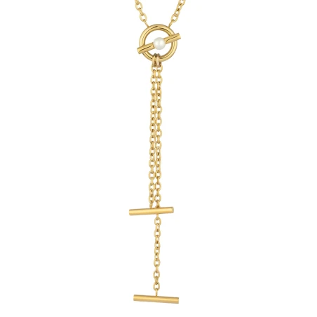 Collar Radiant Acero Dorado y Perla Mujer RY000480