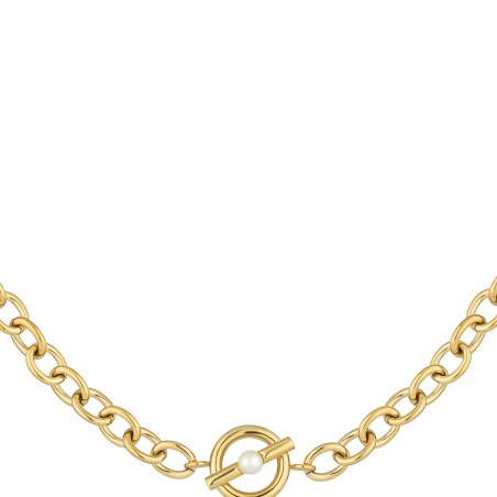 Collar Radiant Acero Dorado y Perla Mujer RY000481