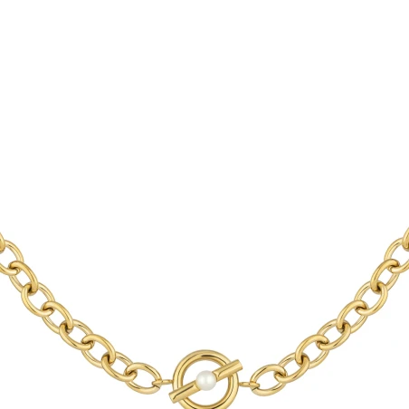 Collar Radiant Acero Dorado y Perla Mujer RY000481