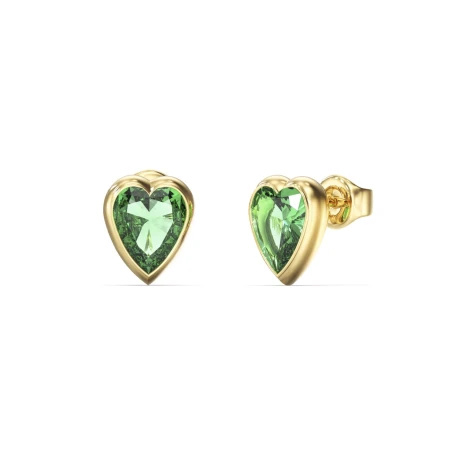 Pendientes Guess Crystal Love Corazón Acero Baño Oro y Cristal Verde JUBE06361JWYGGNT-U