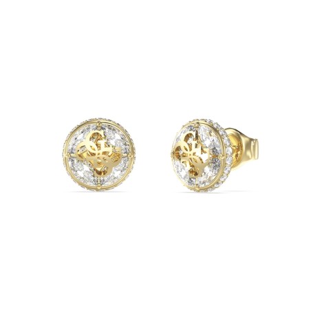 Pendientes Guess 4G Supreme Acero Baño Oro y Cristales Blancos Mujer JUBE06395JWYGT-U