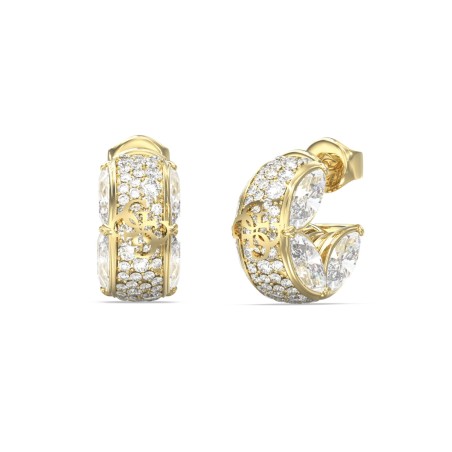 Pendientes Guess 4G Supreme Aros Acero Baño Oro y Cristales Blancos Mujer JUBE06399JWYGT-U