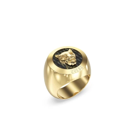 Anillo Guess Panther Acero Dorado Hombre JUMR06111JWYG62