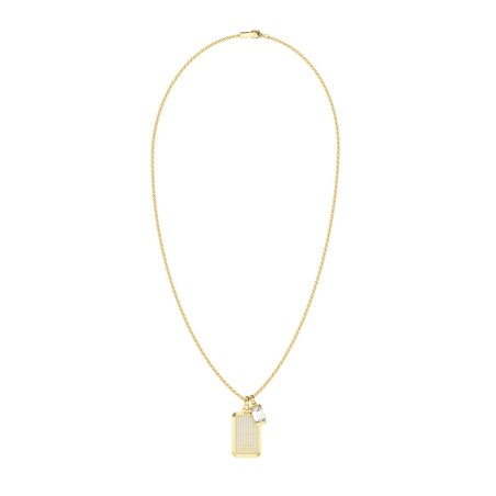 Collar Guess Barrio Acero Baño Oro y Cristales Blancos Hombre JUMN06065JWYGT-U