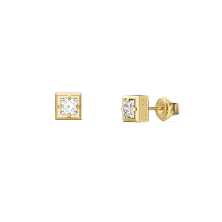 Pendientes Guess Barrio Acero Dorado y Cristal Blanco Hombre JUME06075JWYGT-U