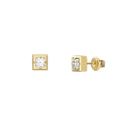 Pendientes Guess Barrio Acero Dorado y Cristal Blanco Hombre JUME06075JWYGT-U
