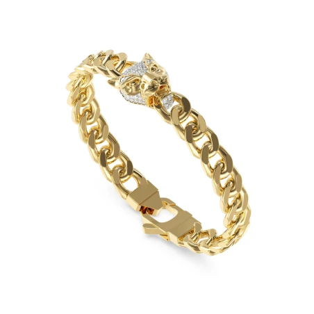 Pulsera Guess Panther Acero Dorado y Cristales Blancos JUMB06083JWYGS