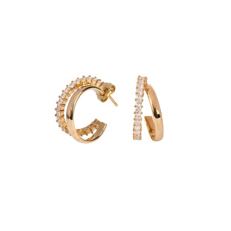 Pendientes Vidal&Vidal Doble Aro Baño Oro y Circonitas G3580A