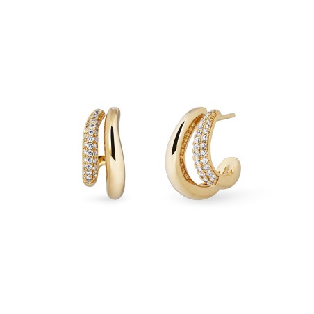 Pendientes Vidal&Vidal Doble Aro Baño Oro y Circonitas G4013A