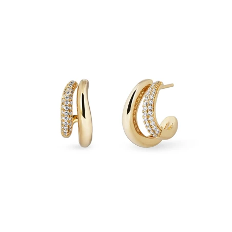 Pendientes Vidal&Vidal Doble Aro Baño Oro y Circonitas G4013A
