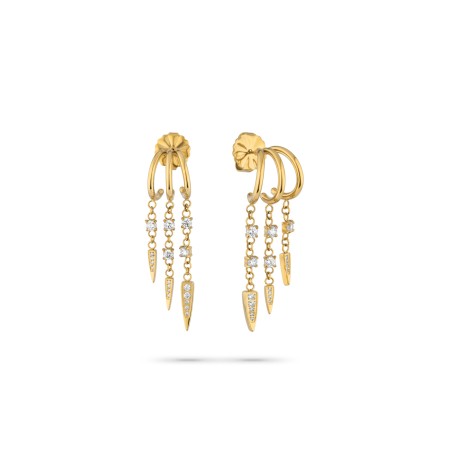 Pendientes Radiant Spikes Acero Dorado y Circonitas Mujer RY000519