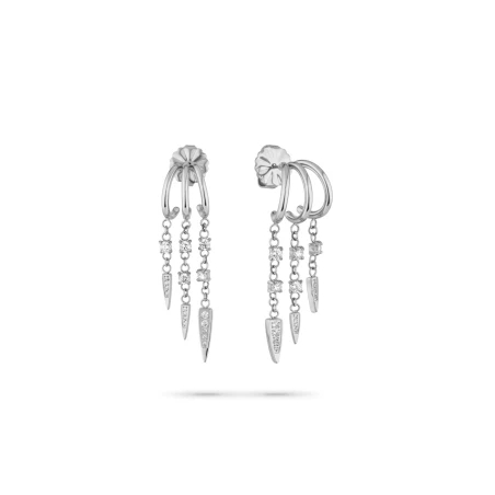 Pendientes Radiant Spikes Acero Plateado y Circonitas Mujer RY000520