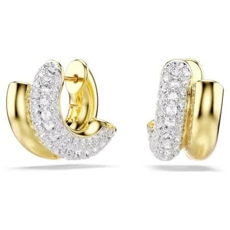 Pendientes Aros Swarovski Dextera Baño Oro y Cristales Blancos 5740735