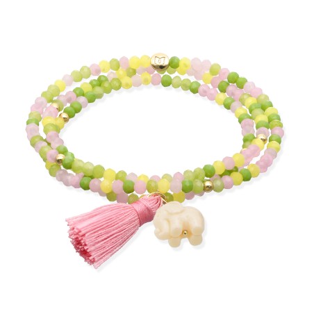 Pulsera Marina García Zen British Plata Baño oro Amarillo y Elefante 90918UEG