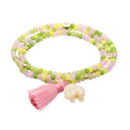 Pulsera Marina García Zen British Plata Baño oro Amarillo y Elefante 90918UEG