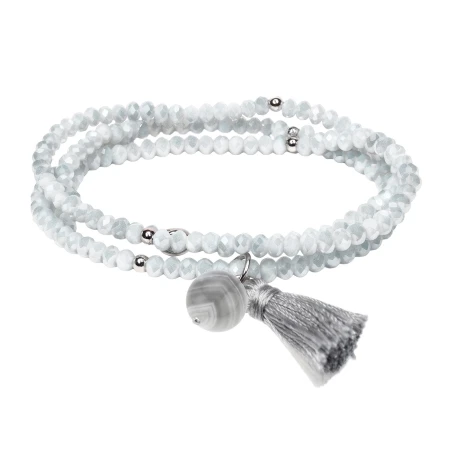 Pulsera Marina García Zen Silver Mink Baño Rodio y Piedra Natural 91363UA