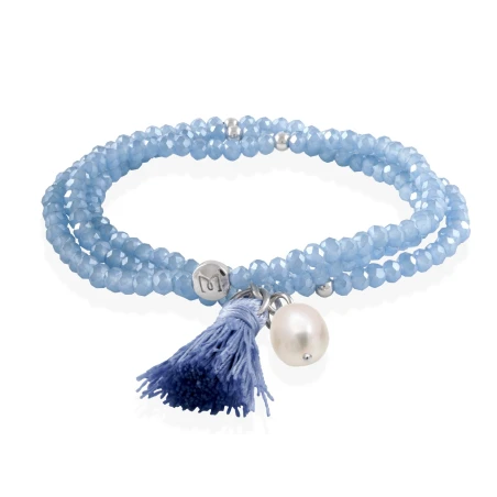 Pulsera Marina García Zen Blue y Perla Plata Baño Rodio 91042UP