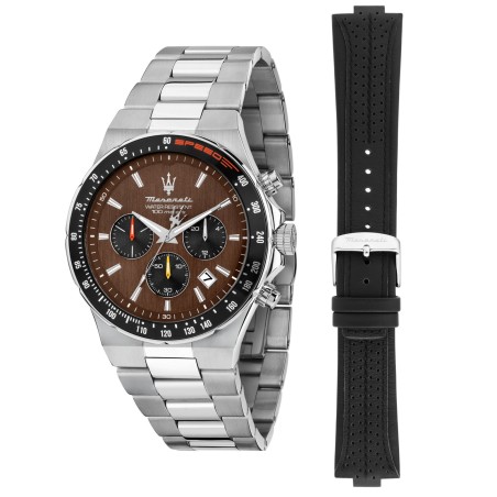 Reloj Maserati Sfida Plateado y Chocolate Cronógrafo Hombre R8873640026