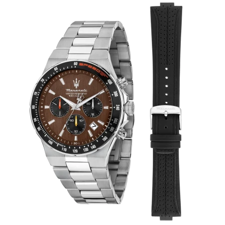 Reloj Maserati Sfida Plateado y Chocolate Cronógrafo Hombre R8873640026