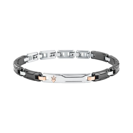 Pulsera Maserati Ceramic Plateada y Negro Hombre JM426ATZ93