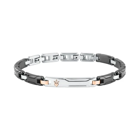Pulsera Maserati Ceramic Plateada y Negro Hombre JM426ATZ93