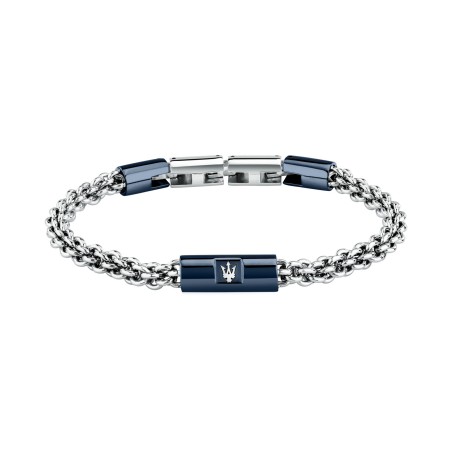 Pulsera Maserati Iconic Acero Plateado y Azul Hombre JM526AVD111