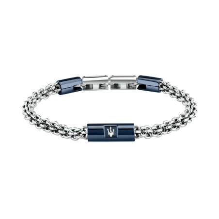 Pulsera Maserati Iconic Acero Plateado y Azul Hombre JM526AVD111