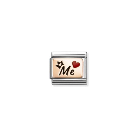 Composable Classic PLACAS (IC) acero, esmalte y oro 9k Me Corona Corazon Rojo