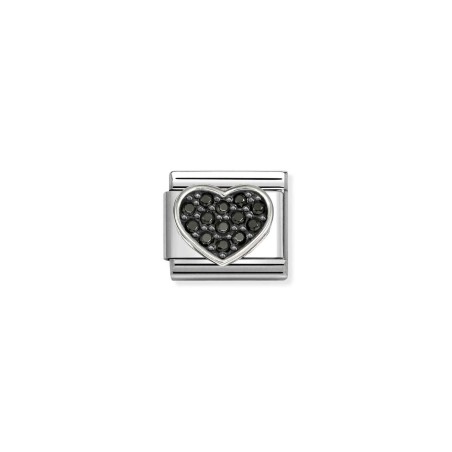 Composable CL SIMBOLOS acero, cz y plata 925 RICOS Corazon NEGRO