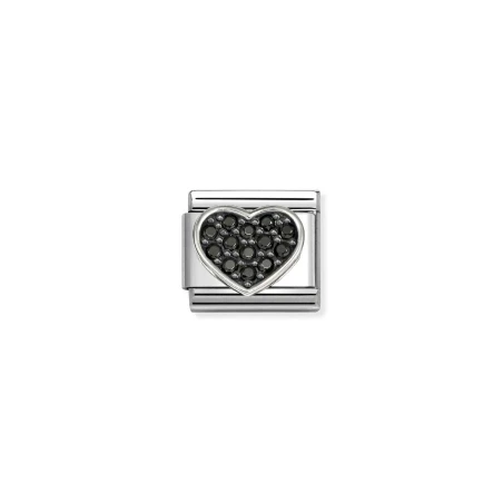 Composable CL SIMBOLOS acero, cz y plata 925 RICOS Corazon NEGRO