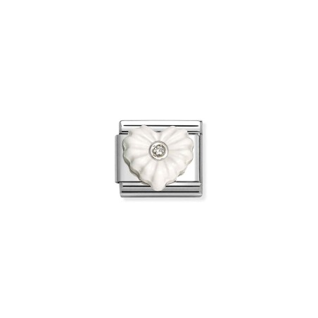 Composable Classic SIMBOLOS EN PIEDRA en acero, circonitas y plata 925 Corazon BLANCO
