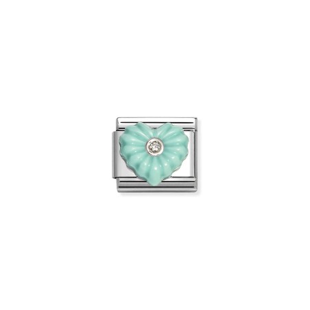 Composable Classic SIMBOLOS EN PIEDRA en acero, circonitas y plata 925 Corazon RESINA TURQUESA