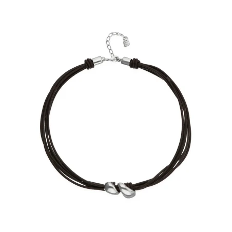 Collar UNOde50 Cuero y Gotas Baño Plata COL2102MARMTL0U