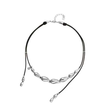 Collar UNOde50 Cuero y Gotas Baño Plata COL2103MARMTL0U