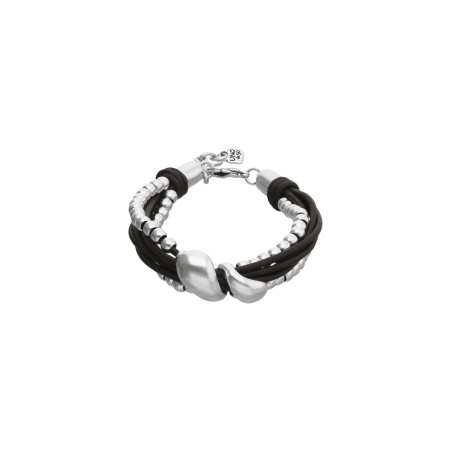 Pulsera UNOde50 Cuero y Gotas Baño Plata PUL2666MARMTL0M