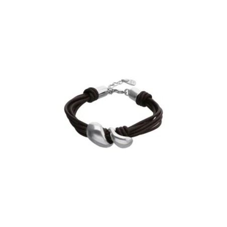 Pulsera UNOde50 Cuero Negro y Gotas Baño Plata PUL2667MARMTL0M