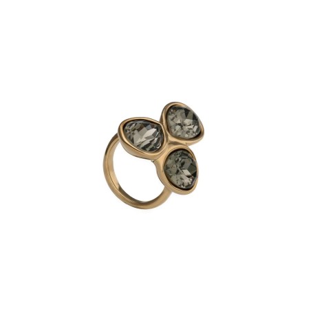 Anillo UNOde50 Presagio Baño Oro y Cristales Gris Facetado ANI0876GRSORO