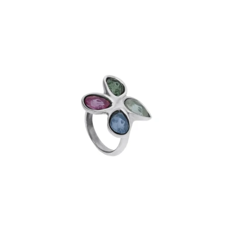 Anillo UNOde50 Baño Plata y Cristales Multicolor ANI0877MCLMTL